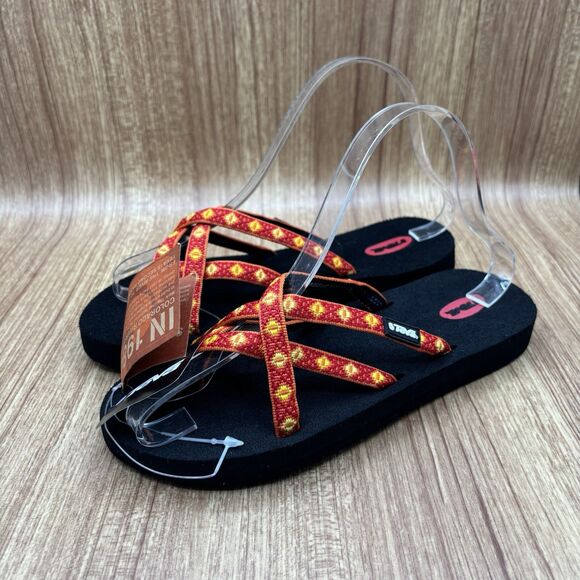 TEVA OLOWAHU RED SHAWL MUSH SANDALS FLIP FLOPS SIZE 6 WOMEN’S NEW WITH TAGS - Picture 2 of 11